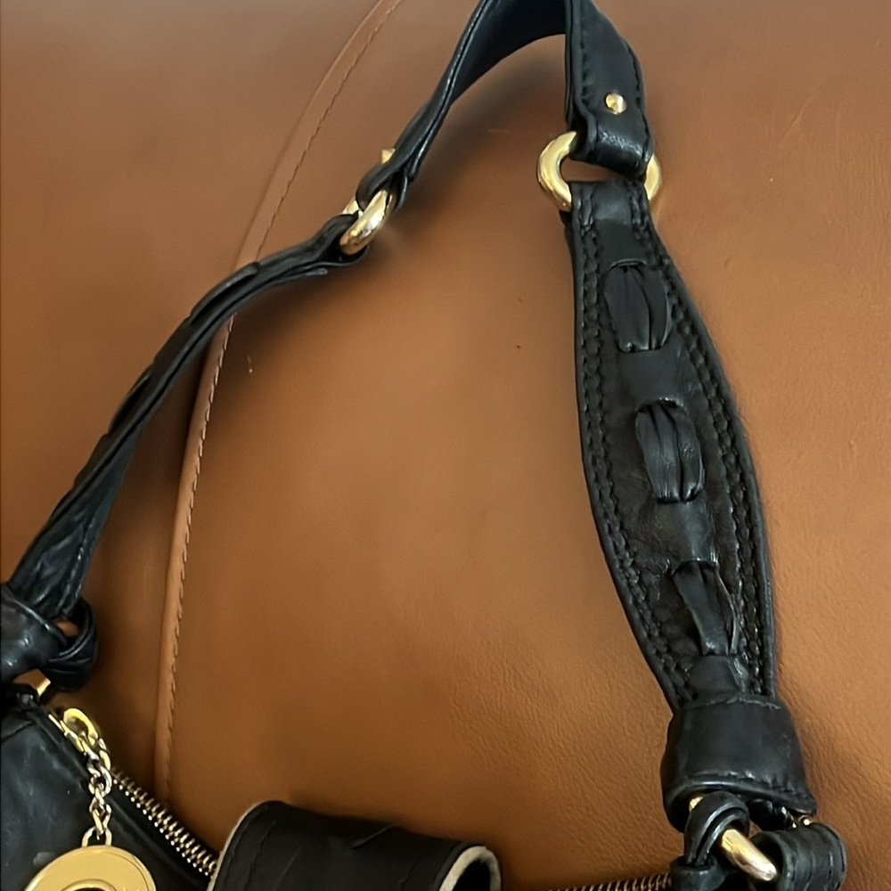 Betsey Johnson Vintage Black Lambskin Studded Shoulderbag Limited Edition - Picture 7 of 14